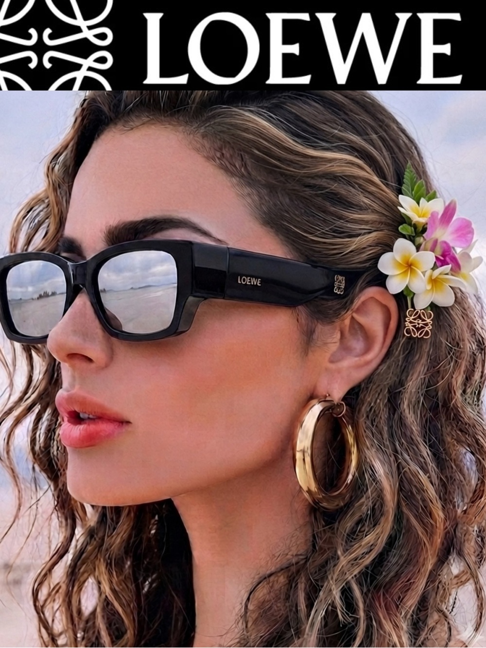 RARE Authentic LOEWE current season Signature sunglasses LW40172U-01C square